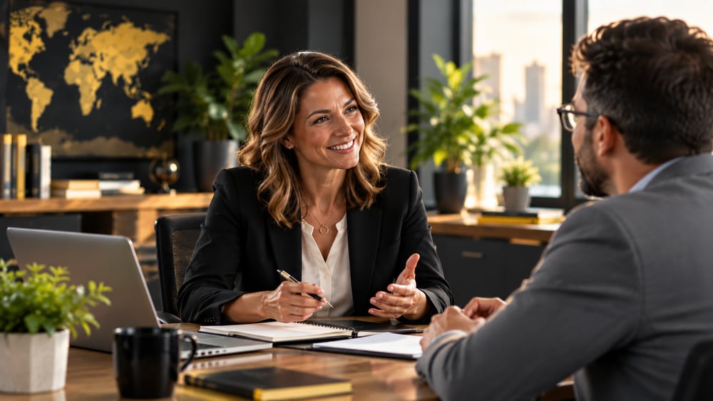 Coach discussing a business plan with a client